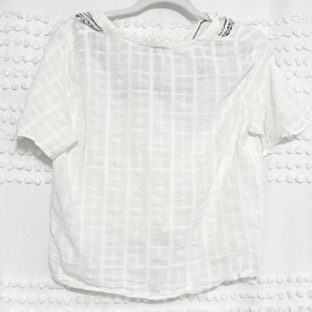 Universal Thread White Windowpane Embroidered Top… - image 4